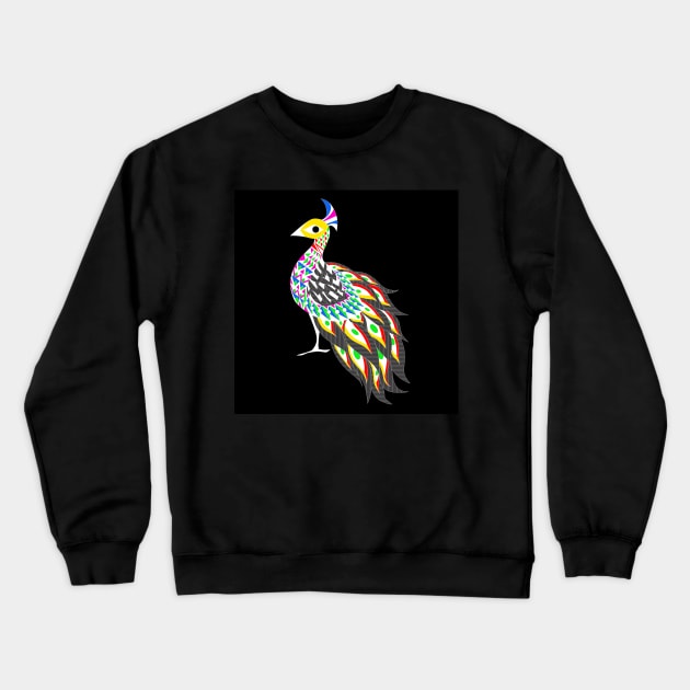 ecopop peacock queen in royal pattern art Crewneck Sweatshirt by jorge_lebeau